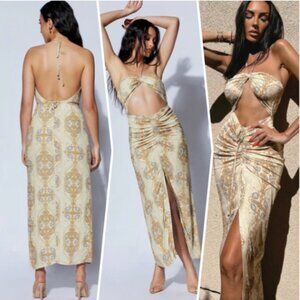 MESHKI Arisa Halter Midi Dress - Persian Print (M)